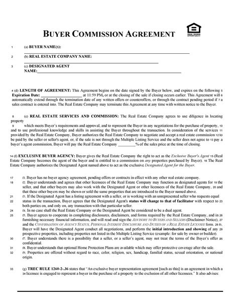 Real Estate Agent Commission Contract Template