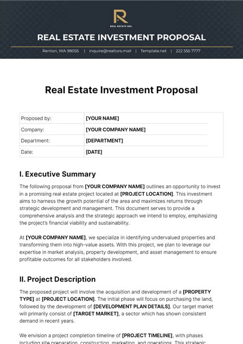 Real Estate Loan Proposal Template in 2020 Business proposal template