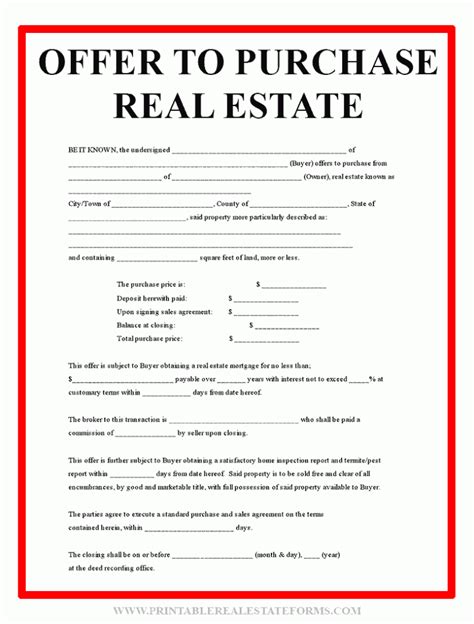 Real Estate Offer Form Fill Online, Printable, Fillable, Blank