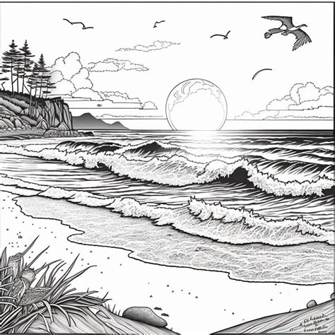 Realistic Beach Coloring Pages