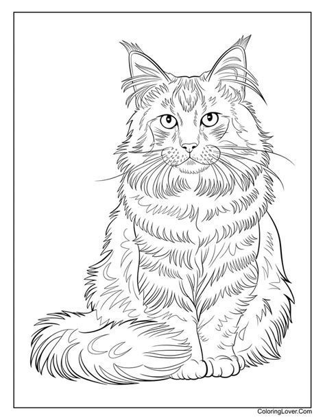Realistic Cat Coloring Page