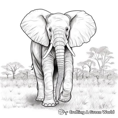 Realistic Elephant Coloring Pages