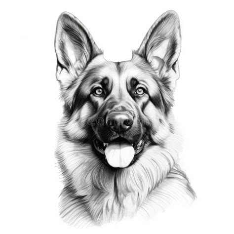 German shepherd dog sitting, color drawing, realistic. Vector