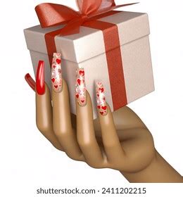 Realistic Hand Woman Lon Nails