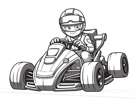 Realistic Racing Go Kart Colouring In Templates