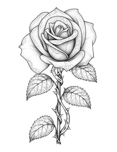 Realistic Rose Coloring Pages