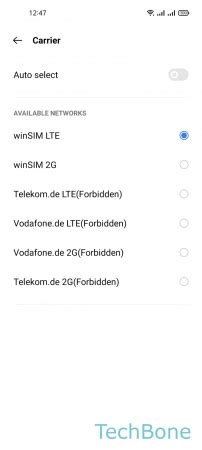 Pemilihan jaringan pada smartphone Realme
