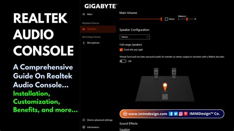 Realtek Audio Console features