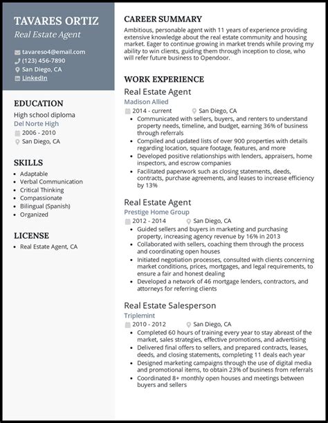 Realtors Resume Sample