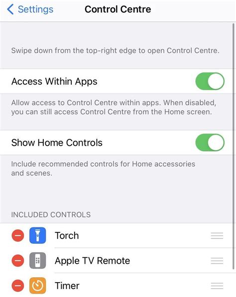Rearrange the Control Centre