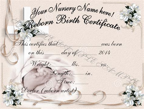 Reborn Birth Certificate Template