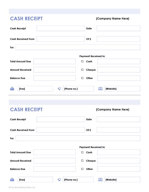 receipt template for money received Receipt Templates