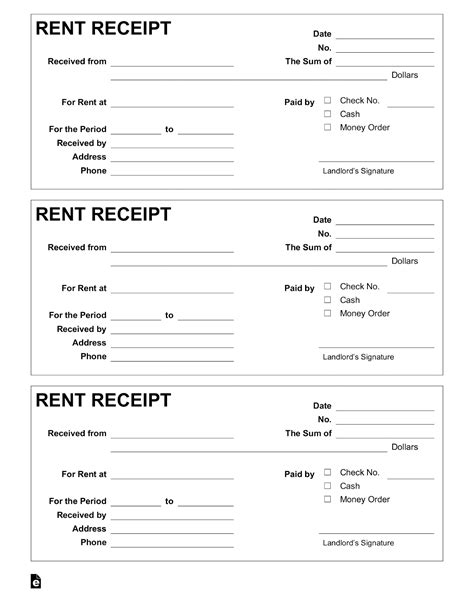 Receipt Rent Template