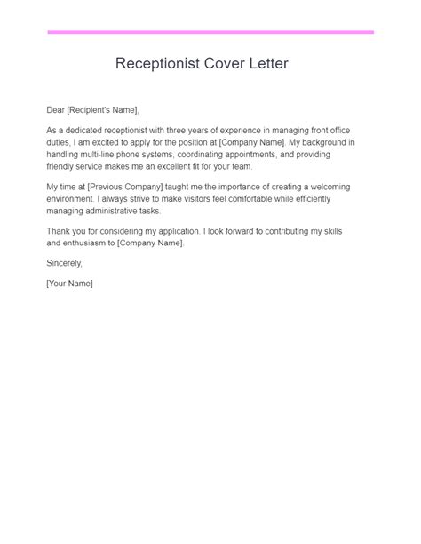 Receptionist Cover Letter Tips Craft a Compelling Letter