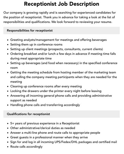 Receptionist Job Descriptions: Know What to Expect