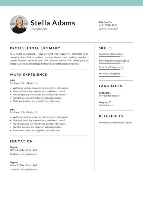 Receptionist Job Resume