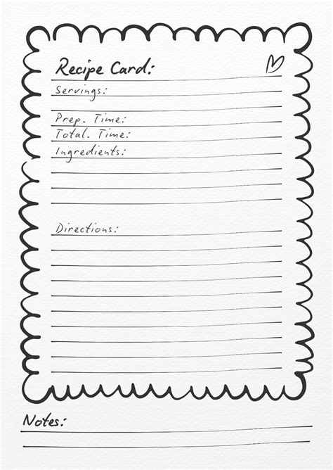 Recipe Card Blank Template