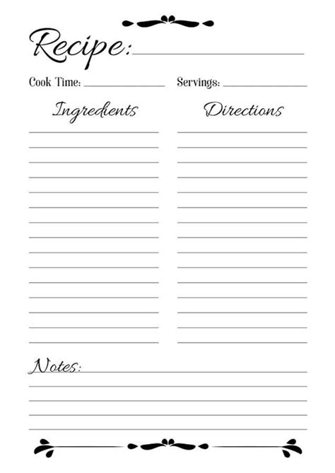 Recipe Sheet Template