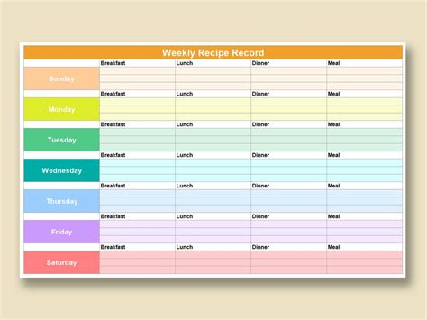 Recipe Spreadsheet Template