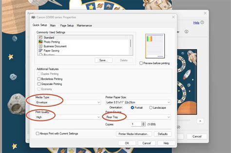 Recommended Paper and Printer Settings