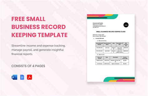 Record Keeping Template For Small Business - Professional Sample Template
