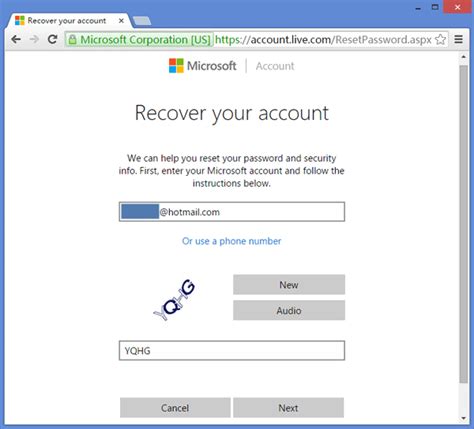 Recover your Microsoft Account Password on a Computer