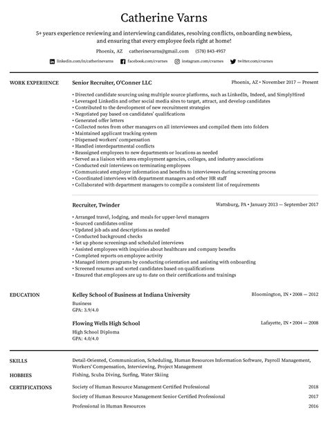 Recruiter Sample Resume