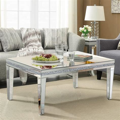 Trimble 48Inch Rectangle Coffee Table with Mirrored Top by Espresso Modern & Co eBay