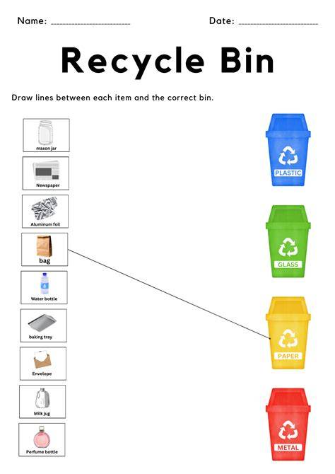 Recycling Sorting Worksheet