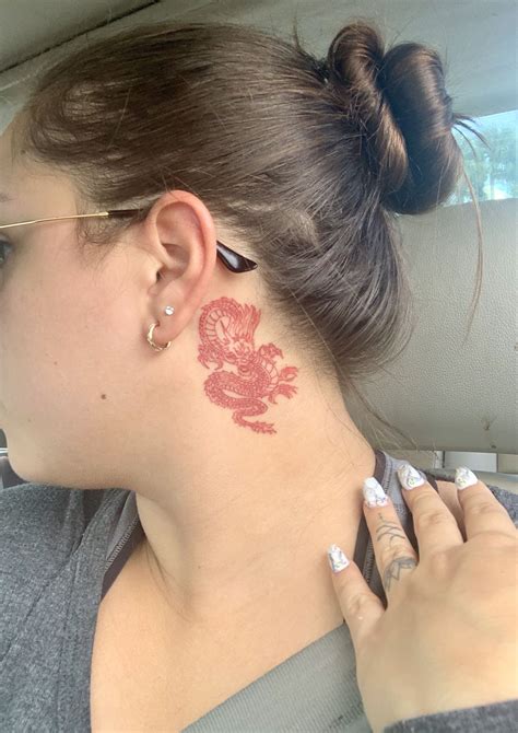 Red Dragon Neck Tattoo