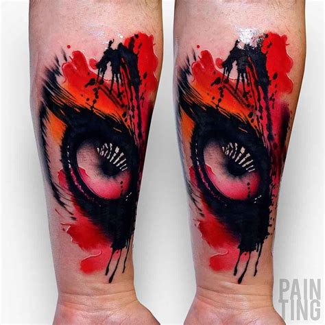 Red eye Watercolor tattoo, Red eyes, Eyes