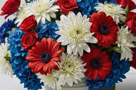 Red, White, and Blue Flower Combinations
