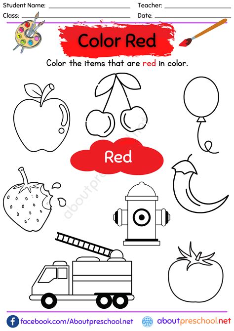 Red Colour Worksheet For Kindergarten