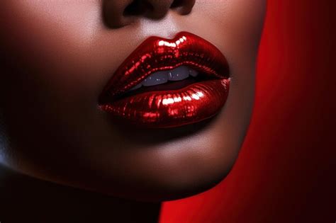 A Bold and Beautiful Combination: Red Lips on Glowing Black Skin - Unleashing the Perfect Look