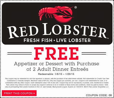 Red Lobster Coupons 2023 Printable