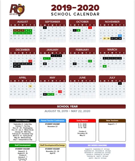 Red Oak Elementary Calendar