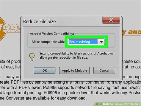 Reduce PDF file size using Third Party Apps