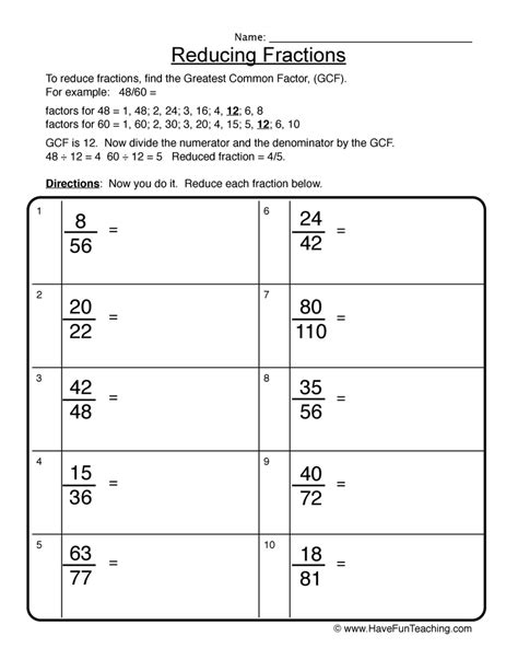 Reducing Fractions Worksheet – A Guide To Help You Master The Basics