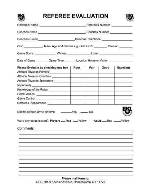 Document Design PSA Soccer Referees Evaluation Form on Behance