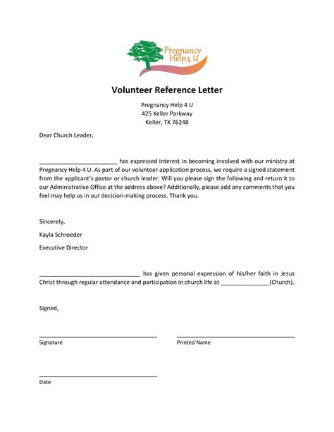 Reference Letter Template For Volunteer
