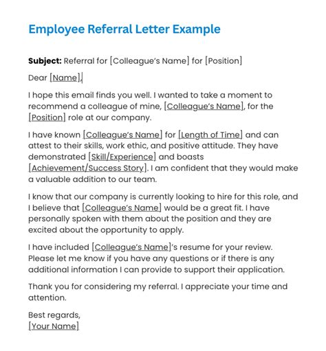 Referral Letter Template For Employee