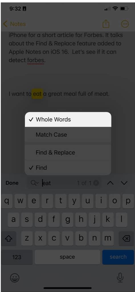 Refine your search in the Notes app