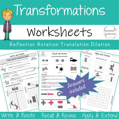 Reflection Rotation Translation Worksheets For Elementary