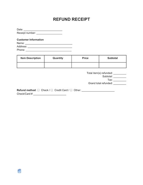 Refund Receipt Template