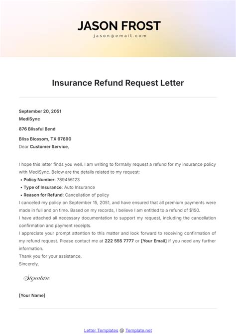 Refund Request Letter Template