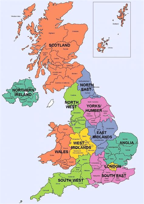 Regions Of England Map