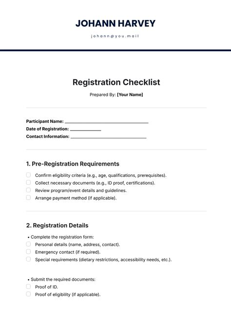 Registration and Preparation Checklist