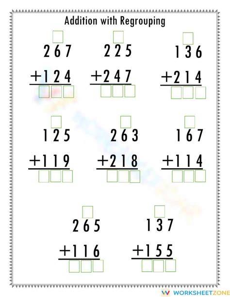 Regrouping Addition Worksheets Free
