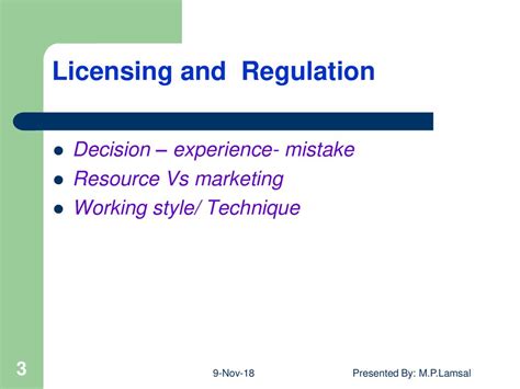Regulation and Licensing