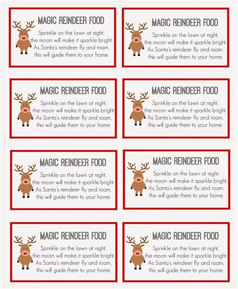 Reindeer Food Tags Printable Free